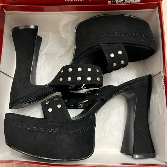 NIB vintage y2k mallgoth platform sandals by Girlfriends LA sz 10. - Picture 3 of 12